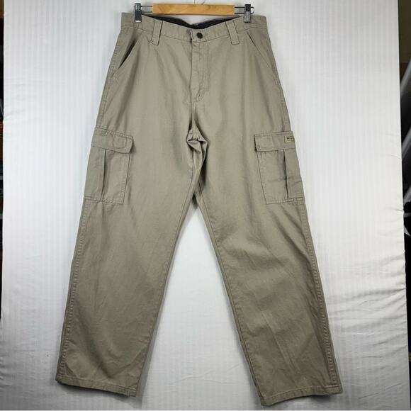 Wrangler Tan Cargo Pants Relaxed Fit Straight Leg Men’s 32 X 30 Y2K Dead Stock - Picture 1 of 7